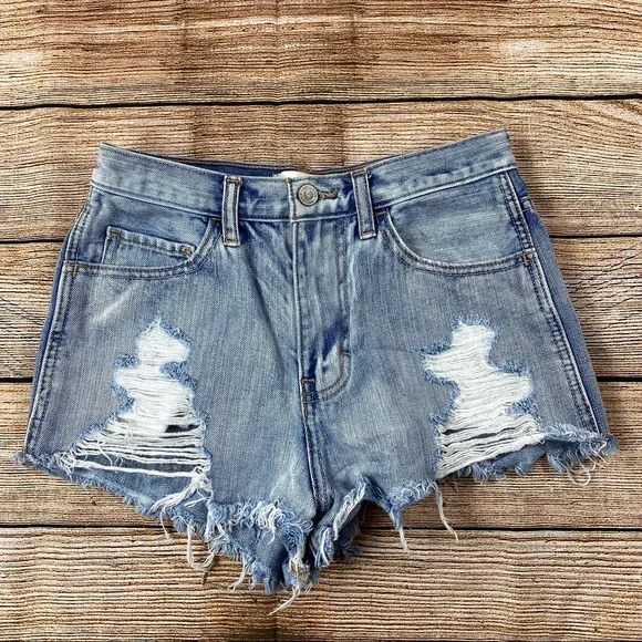Hollister Distressed Jean Booty Shorts Women Size Denim Shorts